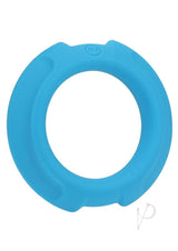 OptiMALE Flexisteel Silicone Metal Core Cock Ring 43mm Blue showing a blue flexible silicone design.