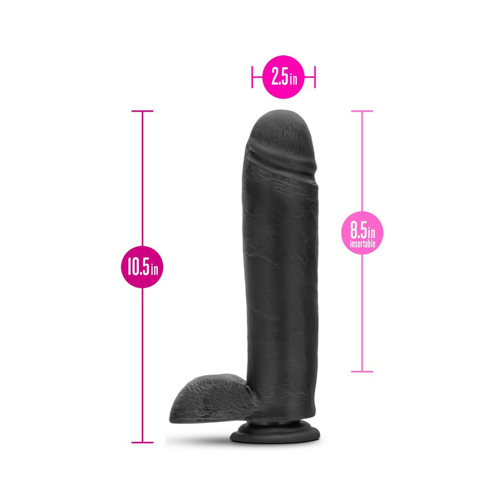 Au Naturel Bold Huge 10.5 inches Posable Dual Density Dildo with Balls Black