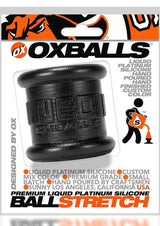 Oxballs Neo Tall Silicone Ball Stretcher Large Black - sleek silicone ball stretcher with industrial detailing.