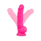 Neo Elite 7.5 inches Silicone Dual Density Dildo with Balls Neon Pink