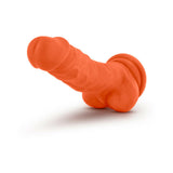 Neo Elite 7.5 inches Silicone Dual Density Dildo with Balls Neon Orange
