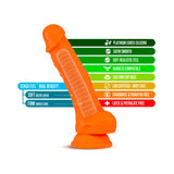 Neo Elite 7.5 inches Silicone Dual Density Dildo with Balls Neon Orange