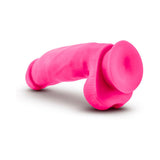 Neo Elite 7 inches Silicone Dual Density Dildo with Balls Neon Pink