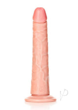 RealRock Slim Realistic Dildo Suction Cup 8 inch Vanilla with detailed veins for a lifelike experience.