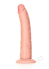 RealRock Slim Realistic Dildo Suction Cup 8 inch Vanilla with realistic veins and smooth finish.