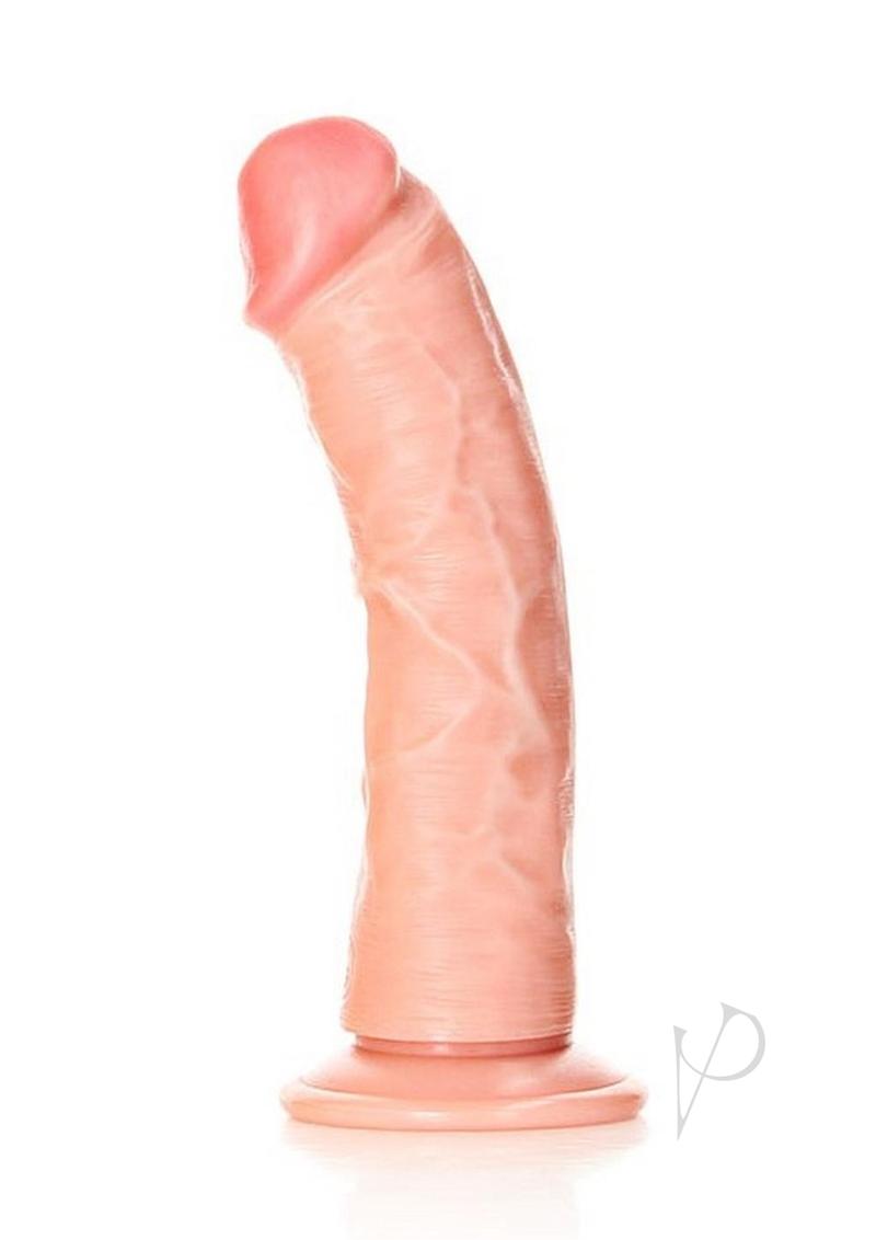 RealRock Curved Realistic Dildo Suction Cup 6 inch Vanilla with curved shaft and lifelike design.