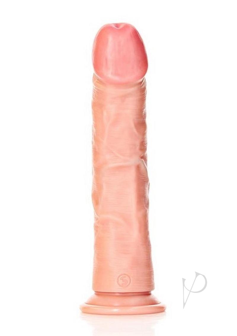RealRock Curved Realistic Dildo Suction Cup 9 Inch Vanilla in a lifelike design with a natural vanilla tone.