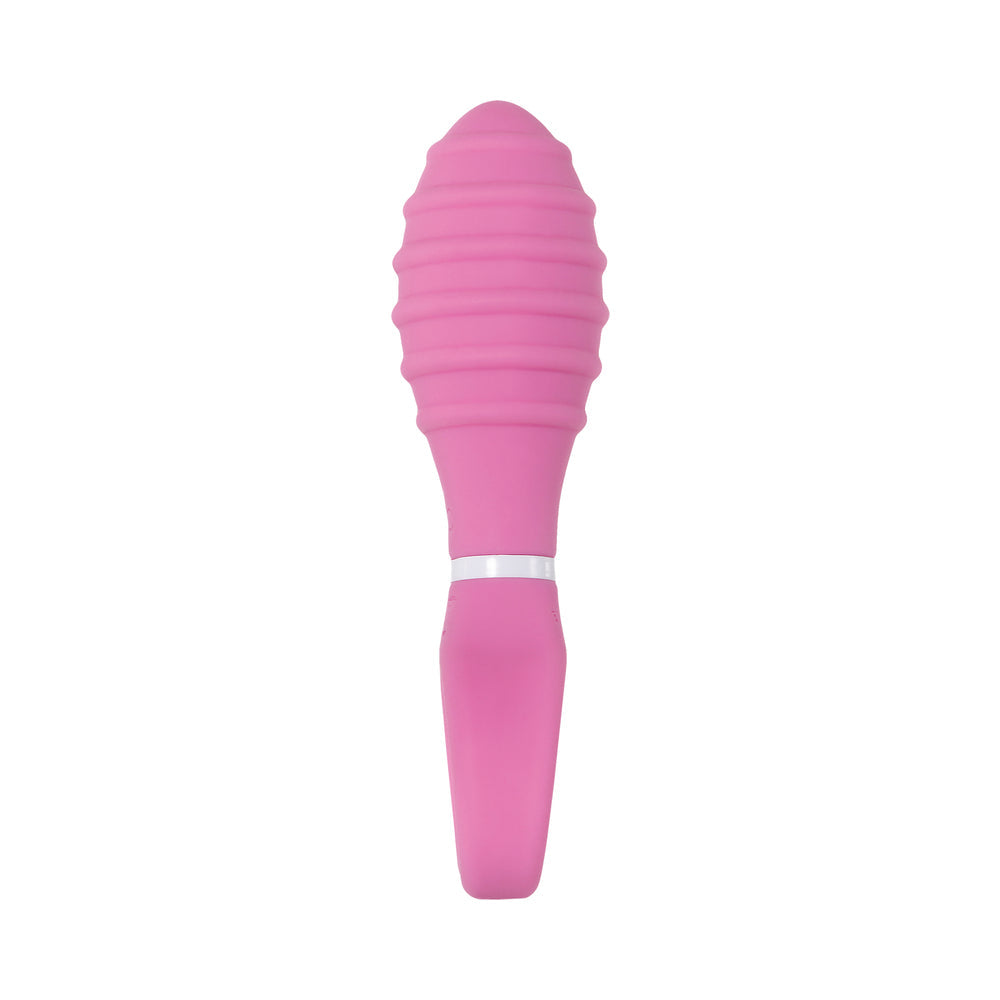 Evolved Double Date Rechargeable Silicone Vibrating Anal Plug and Clit Stimulator Couples Set Pink