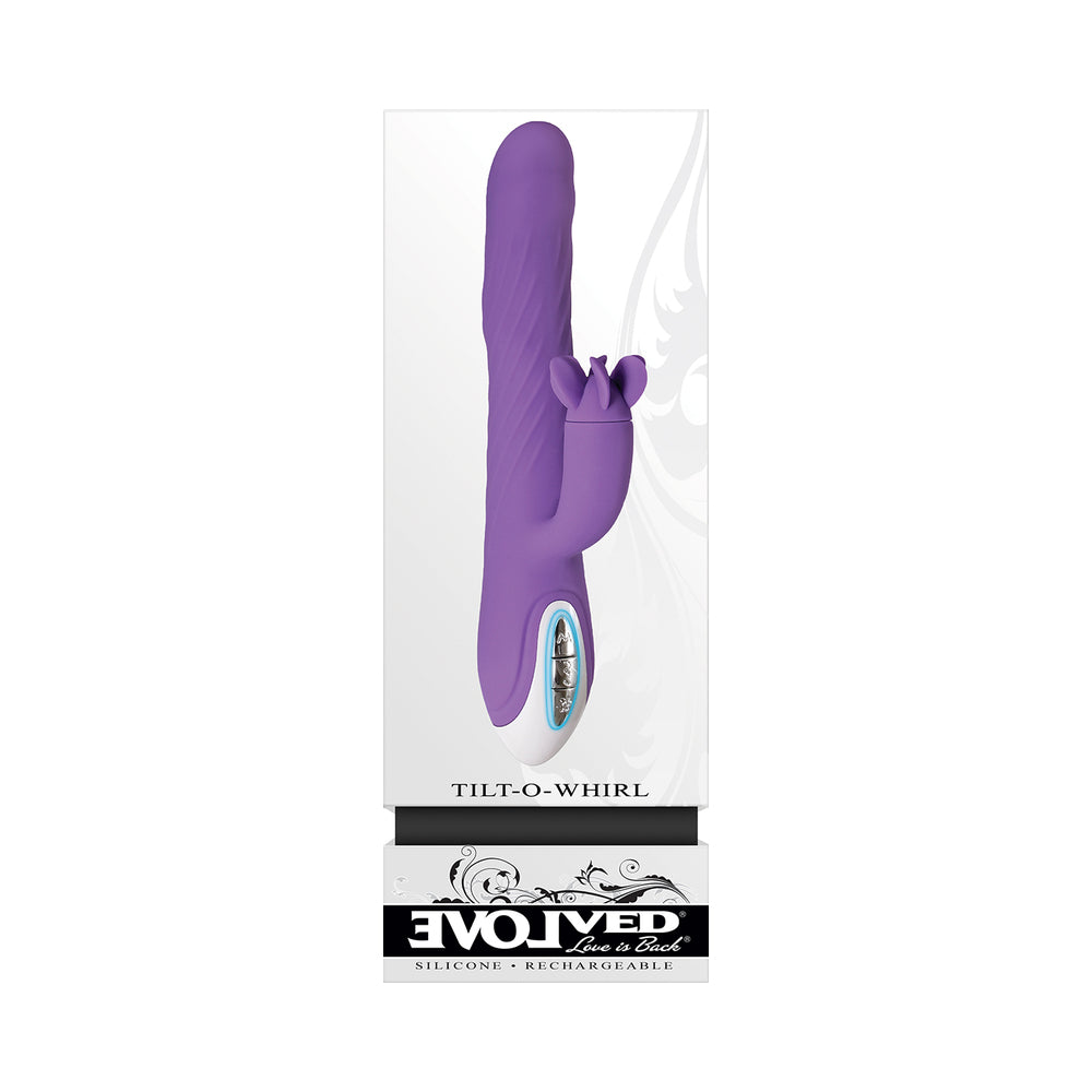 Evolved Tilt-O-Whirl Dual Stimulation Vibrator With Spinning Clit Stimulator Purple