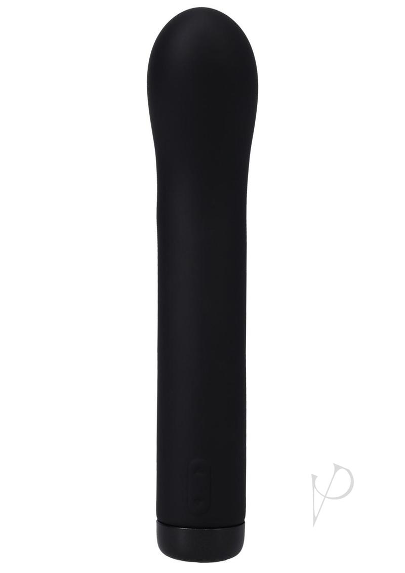 In a Bag Silicone Rechargeable G-Spot Vibrator Black with a smooth silicone finish for precise stimulation.