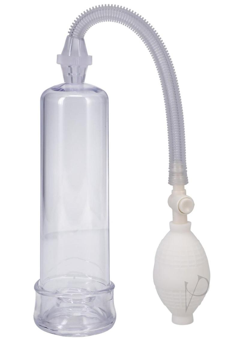 In a Bag Bulb Vacuum Penis Pump Clear with a transparent cylinder and bulb pump for enhanced sensation.