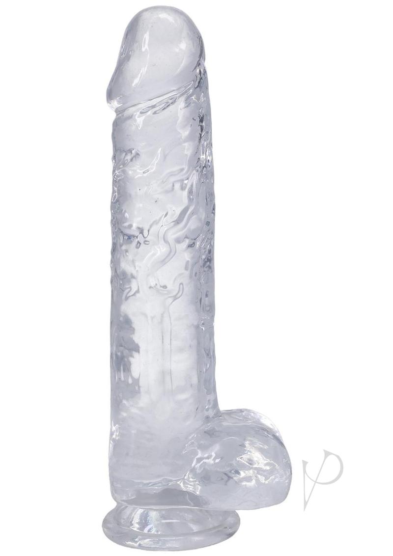 In a Bag Really Big Dick Dildo 10 Inch Clear showcasing lifelike details and a substantial clear shaft.