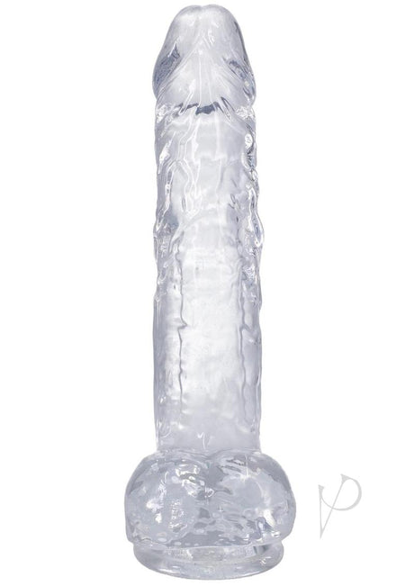 In a Bag Really Big Dick Dildo 10 Inch Clear - transparent, realistic lifelike dildo with defined head and sculpted veins.