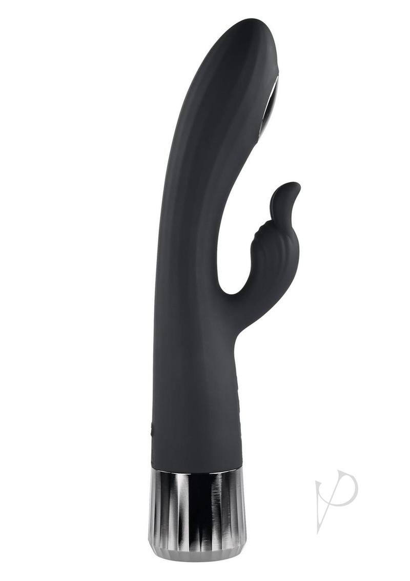 Evolved Heat Up and Chill G-Spot Rabbit Vibrator Black side view highlighting design and dual stimulation features.