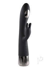 Evolved Heat Up and Chill G-Spot Rabbit Vibrator Black showcasing sleek design and dual stimulation features.