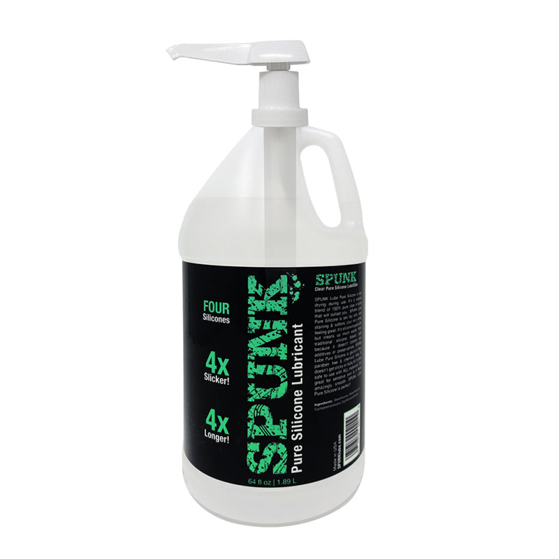 Spunk Lube Pure Silicone 64 oz bottle with pump for long-lasting silky personal lubrication