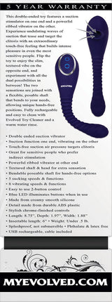 Bendable Sucker Dual End Silicone Vibrator Purple with suction stimulator and powerful ribbed vibrator.