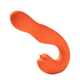 Honey Play Box Joi Rotating G-Spot Rabbit Vibrator in vibrant orange color showcasing dual-ended design.