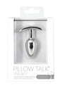 Pillow Talk Sneaky Luxurious Stainless Steel Anal Plug in packaging showcasing its elegant design and Swarovski crystal accent.