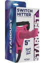 Stardust Switch Hitter Adjustable Silicone Strap-On Pink packaging showcasing a 5-inch silicone strap-on.