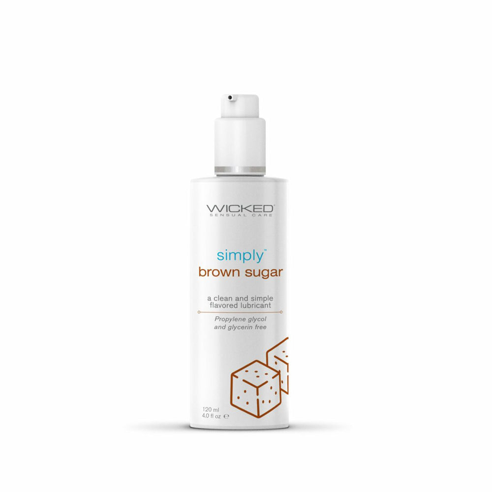 Wicked Simply Brown Sugar Glycerin Free Lubricant 4 Oz bottle with simple and clean design.