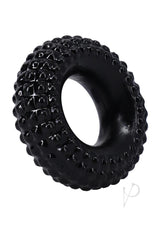 Rock Solid The Radial Cock Ring Black featuring a textured tire design for enhanced stimulation and a firmer erection.