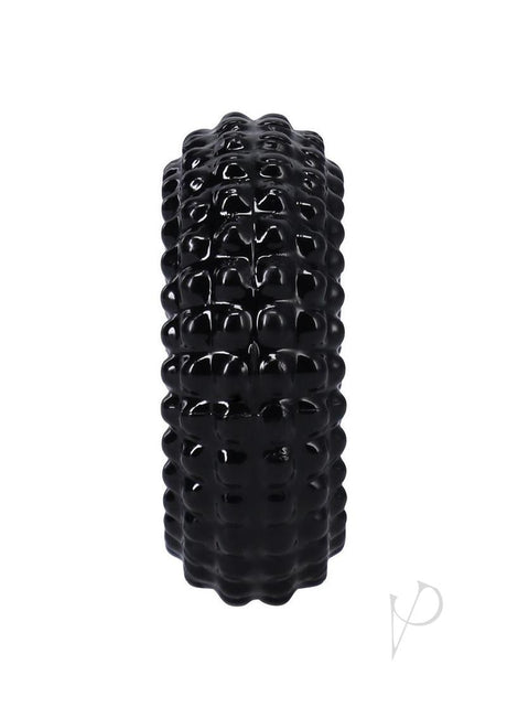 Rock Solid The Radial Cock Ring Black features intricate tread-style texture for enhanced sensation.