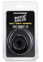 Rock Solid The 2X Donut Cock Ring Black in packaging showing quality and comfort features.