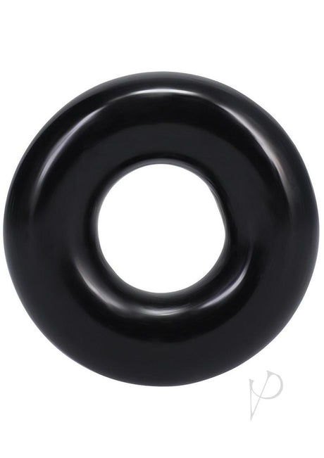 Rock Solid The 2X Donut Cock Ring Black, a stretchy and comfortable C-ring for improved erections.