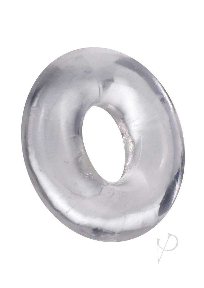 Rock Solid The 2X Donut Cock Ring Clear, a clear donut-shaped C-ring for firmer, longer-lasting erections.