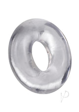 Rock Solid The 2X Donut Cock Ring Clear, a clear donut-shaped C-ring for firmer, longer-lasting erections.