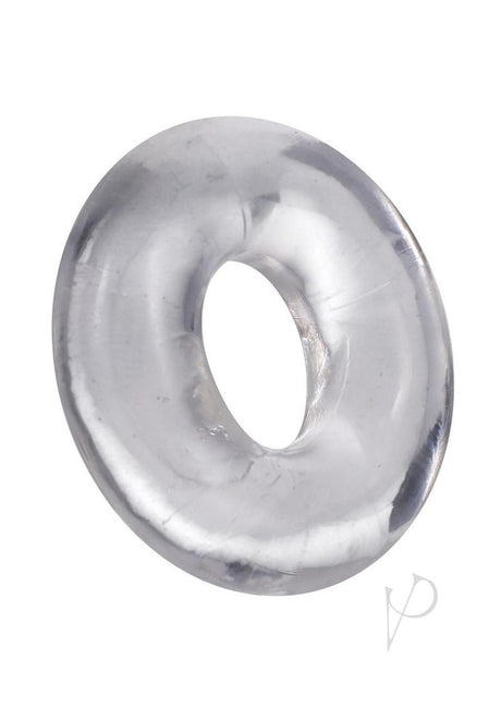 Rock Solid The 2X Donut Cock Ring Clear, a clear donut-shaped C-ring for firmer, longer-lasting erections.