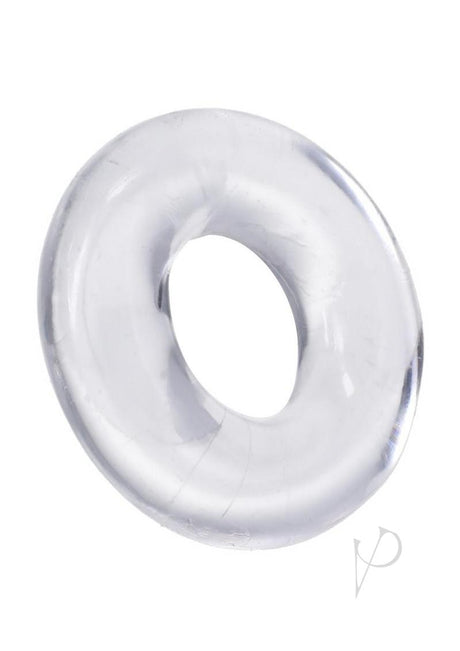 Rock Solid The 3X Donut Cock Ring Clear – a transparent, stretchy C-ring for enhanced erection performance.