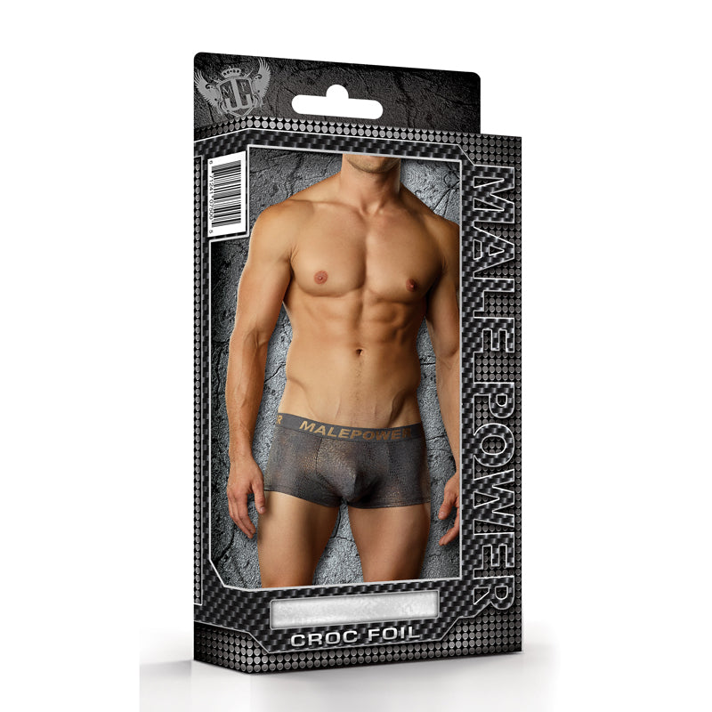 Male Power Croc Foil Mini Pouch Short Grey Medium