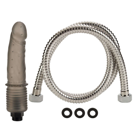 Colt Shower Shot Clear Anal Douche kit featuring a flexible hose and anal nozzle for shower use.
