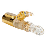 Jack Rabbit Platinum Collection Gold Rabbit Vibrator featuring a gold-accented design and curvy clitoral teaser.