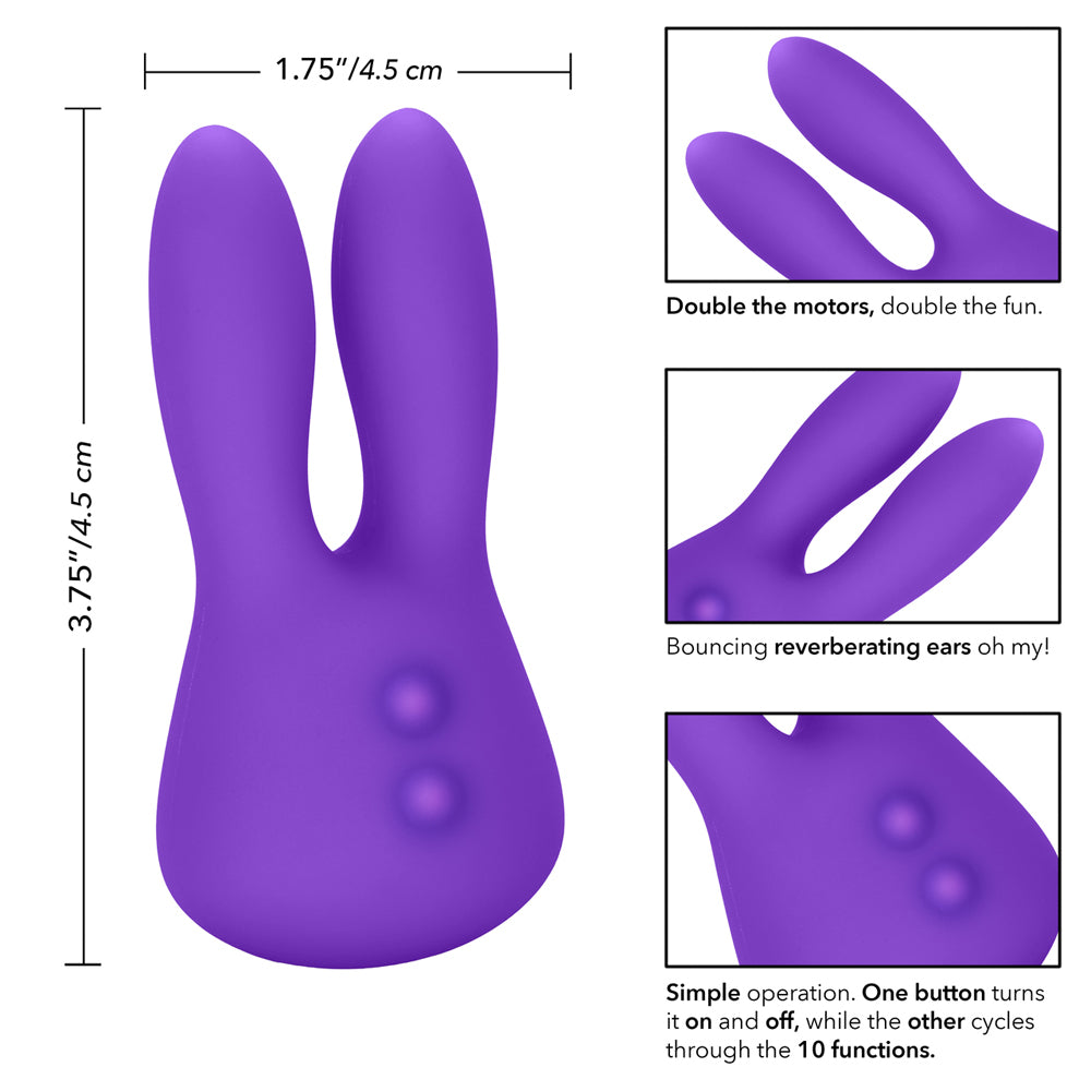 Mini Marvels Silicone Marvelous Bunny Vibrator Purple, petite bunny-shaped stimulator for pinpoint pleasure.