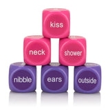 Utopia Naughty Party Dice in vibrant colors showing playful actions for couples' intimate moments.