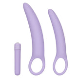 Dr Laura Berman Isabelle Set Of 2 Vibrating Dilators in purple silicone with a compact bullet vibrator.