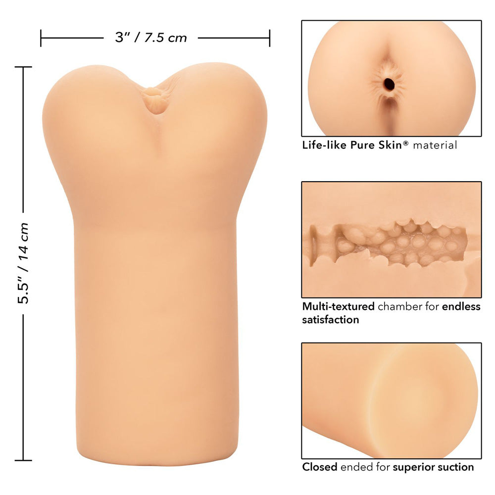 Boundless Anus Stroker Ivory showcasing Pure Skin® material and multi-textured chamber for premium pleasure.