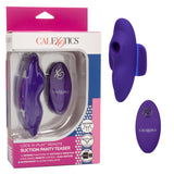Lock-N-Play Remote Suction Panty Teaser Purple in packaging with remote for hands-free pleasure.
