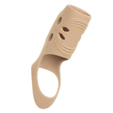Performance Maxx Rechargeable Penis Sleeve Ivory featuring ridged texture and open head design for enhanced pleasure.