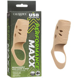 Performance Maxx Rechargeable Penis Sleeve Ivory in open-headed design enhances intimacy with texture and support.