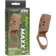 Performance Maxx Rechargeable Penis Sleeve Brown in packaging, showcasing its open-ended design and texture enhancements.