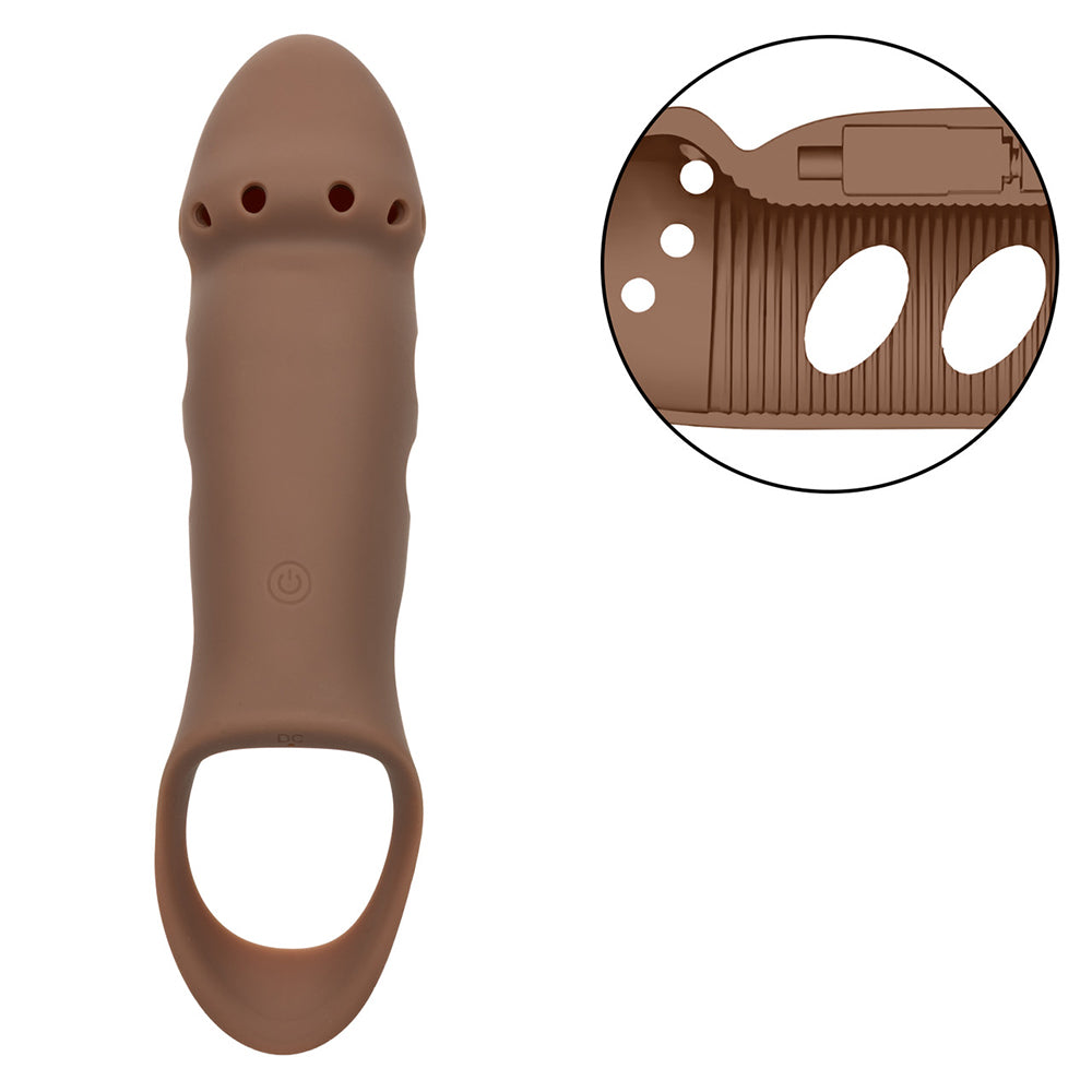 Performance Maxx Rechargeable Stud Brown with open tip design and smooth texture for enhanced pleasure.