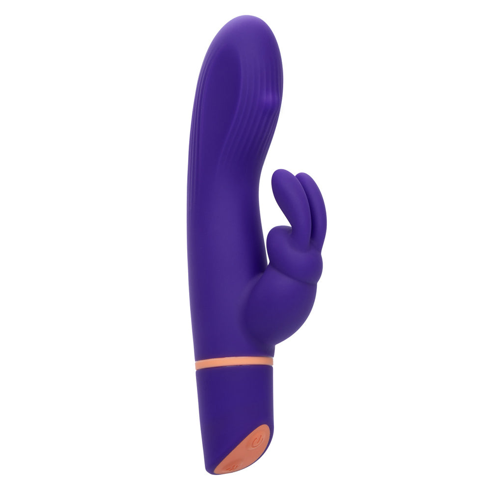 Love Bunny Beaded Rollin G Bunny Vibrator in purple, featuring dual motors and a contoured design for pleasure.