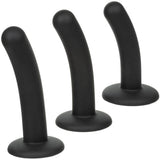 Onyxxx 3 Piece Silicone Curved Probe Set featuring three sleek, comfortably curved black silicone probes.