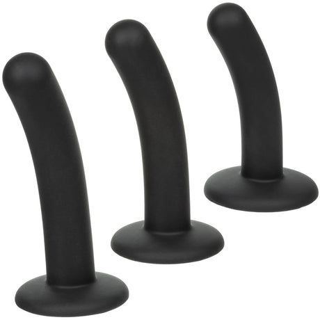 Onyxxx 3 Piece Silicone Curved Probe Set featuring three sleek, comfortably curved black silicone probes.