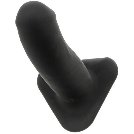 Onyxxx Silicone Beginner Stud Anal Vibrator Black positioned to show its sleek design and tapered shape.