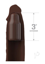 Fantasy X-Tensions Elite 9 inch Silicone Sleeve Chocolate showing 3 inch extender for added length and girth.